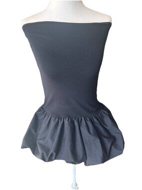 Good Luck Gem Strapless Black Bubble Top Size XS